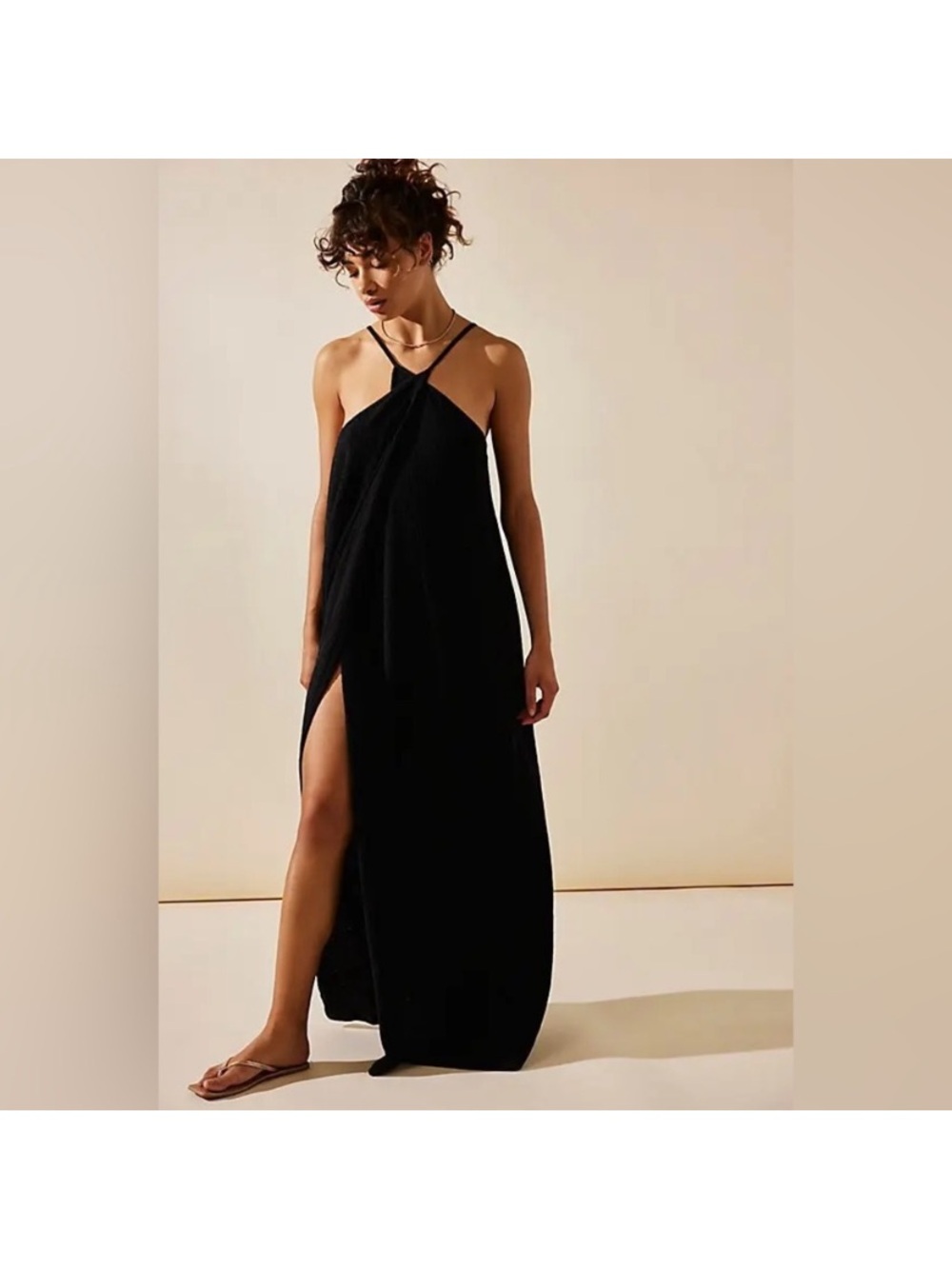 Free People Beach Straps Textured Wrap Maxi Dress Size XS